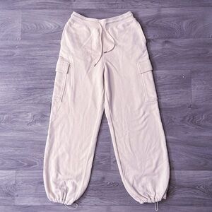 UNIQLO Sweat Cargo Pants Small Cream Unisex Comfortable Casual Loose Loungewear